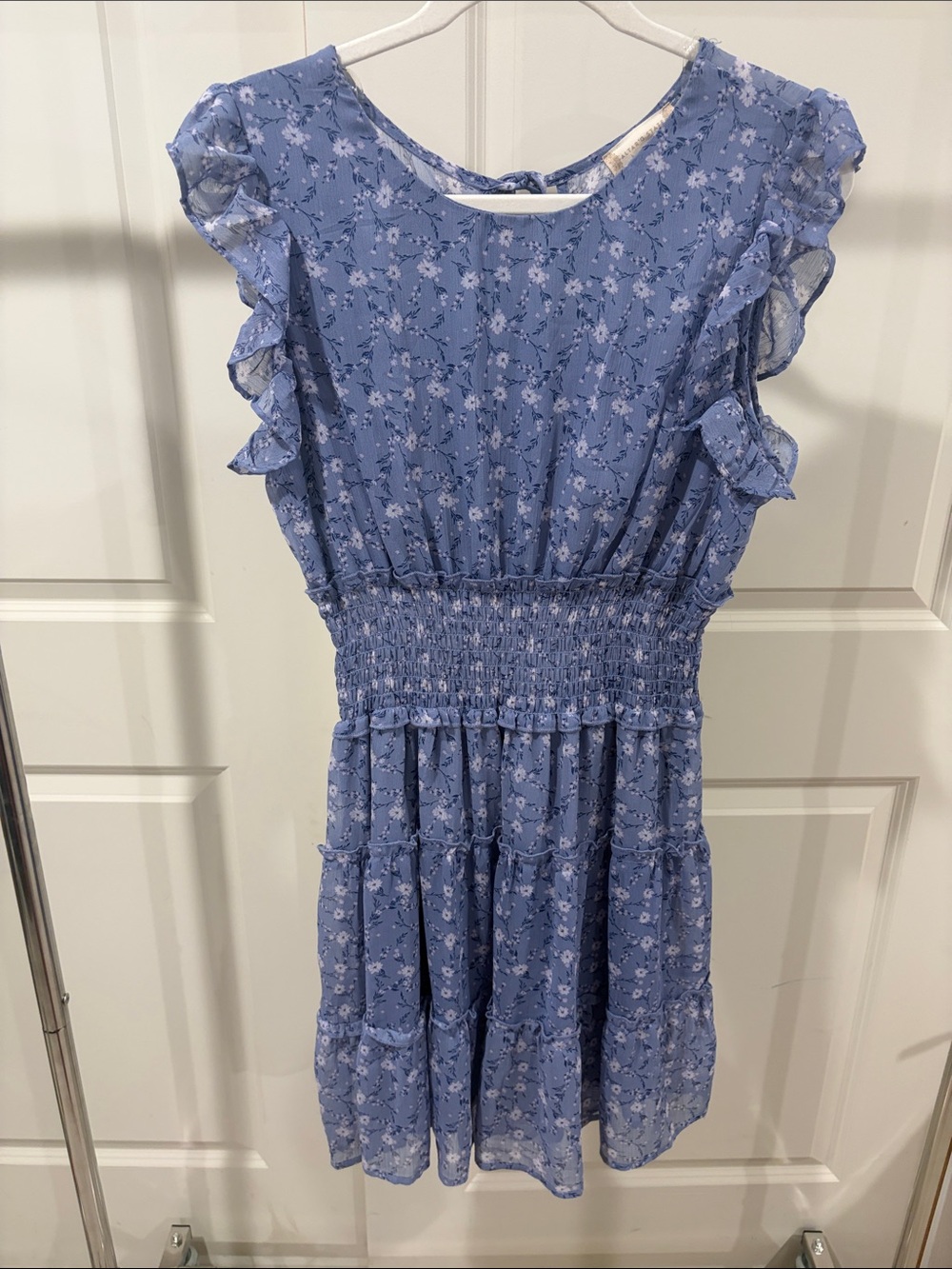 Altar'd State Lavender Blue Floral Ruffle Dress